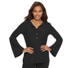 Women's Dana Buchman Crepe Blouse, Size: Large, Black