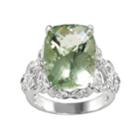 Sterling Silver Green Quartz & Cubic Zirconia Openwork Ring, Women's, Size: 10