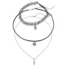 Gs By Gemma Simone Leaf, Hamsa & Medallion Charm Choker Necklace Set, Women's, Grey