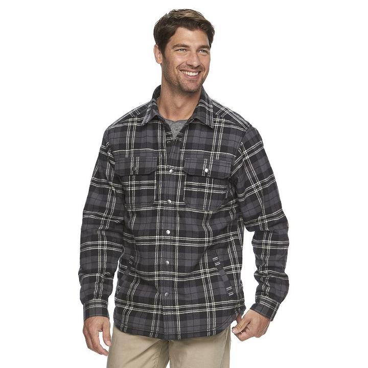 Men's Columbia Fireside Flame Classic-fit Plaid Shirt Jacket, Size: Medium, Grey (charcoal)