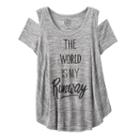 Girls 7-16 So&reg; Cold Shoulder Short Sleeve Curved Hem Tee, Girl's, Size: 7-8, Med Grey