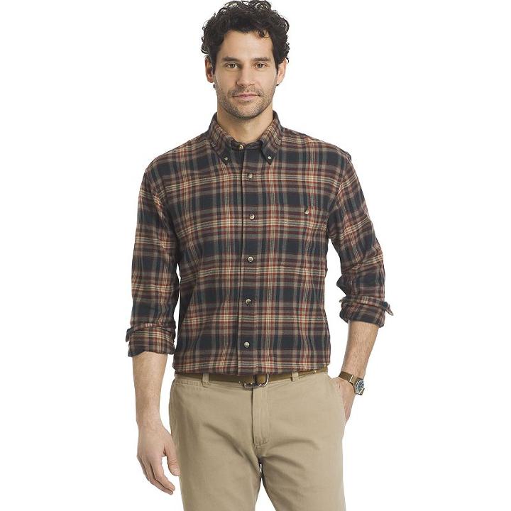 Men's Arrow Classic-fit Plaid Flannel Button-down Shirt, Size: Small, Med Green