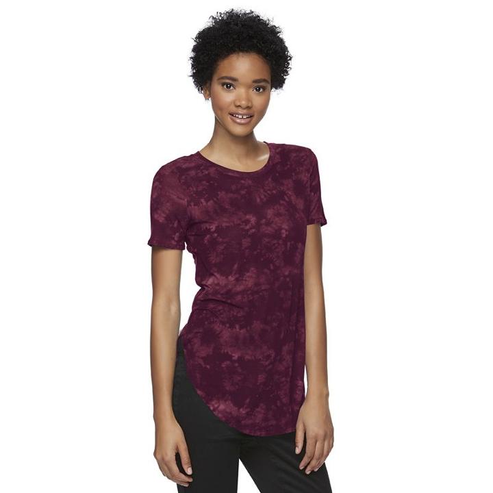 Juniors' Mudd Tie-dyed High-low Tee, Girl's, Size: Small, Red