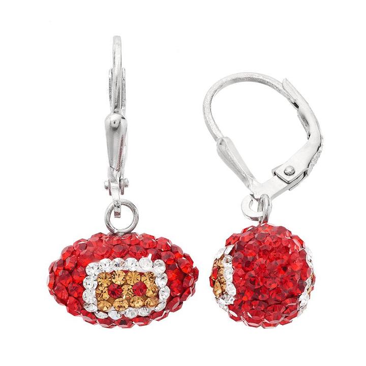 San Francisco 49ers Crystal Sterling Silver Football Drop Earrings, Women's, Multicolor