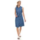 Women's Croft & Barrow&reg; Print Belted Shirt Dress, Size: Large, Med Blue