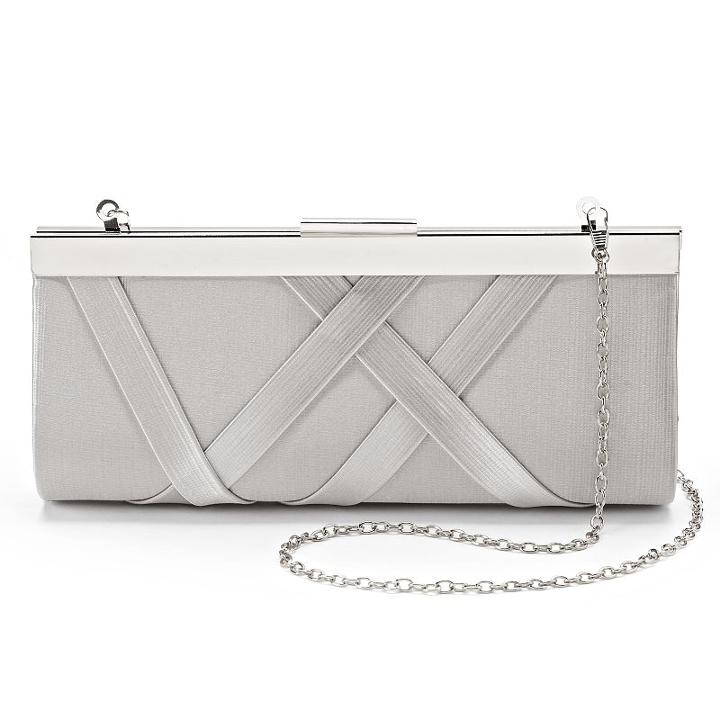 Lenore By La Regal Crisscross Satin Clutch, Women's, Grey