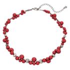 Red Simulated Pearl Chunky Necklace, Women's