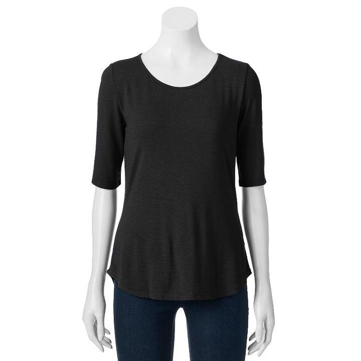 Women's Apt. 9&reg; Essential Striped Boatneck Tee, Size: Large, Black