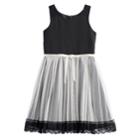 Girls 7-16 Emily West Glitter Pleated Skirt Dress, Size: 10, Black