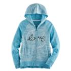 Girls 7-16 & Plus Size So&reg; Sequin Lattice Hem Zip-up Hoodie, Size: 18 1/2, Med Blue