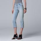 Women's Simply Vera Vera Wang Side Slit Capri Jeans, Size: 10, Light Blue