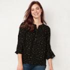 Women's Lc Lauren Conrad Printed Ruffle Sleeve Blouse, Size: Medium, Lt Beige