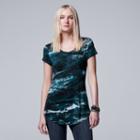 Women's Simply Vera Vera Wang Print Scoopneck Tee, Size: Large, Dark Green
