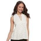 Juniors' Liberty Love Knit Lace Top, Teens, Size: Large, Natural