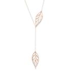 14k Rose Gold Over Silver 1/10 Carat T.w. Diamond Leaf Y Necklace, Women's, Size: 18, White