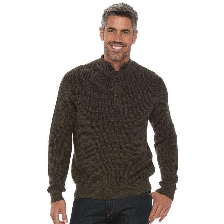 Men's Croft & Barrow&reg; Classic-fit Outdoor Waffle-weave Sweater, Size: Xxl, Brown Over