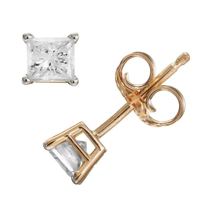 1/2 Carat T.w. Diamond 14k Gold Stud Earrings, Women's, White