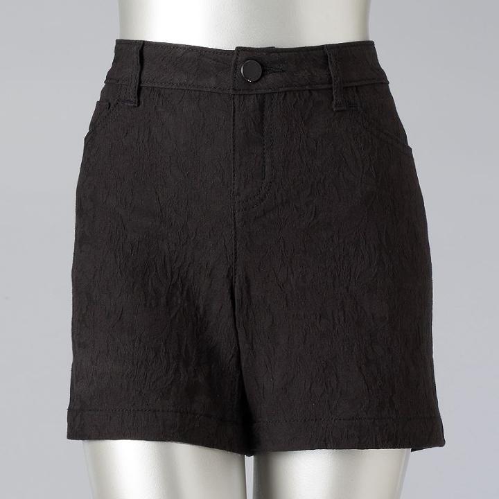Women's Simply Vera Vera Wang Jacquard Shorts, Size: 6, Black