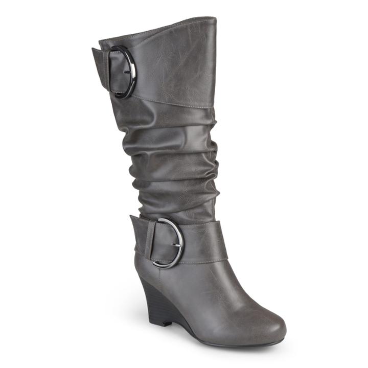 Journee Collection Meme Women's Slouch Boots, Size: 6, Grey
