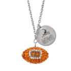 Cleveland Browns Crystal Sterling Silver Team Logo & Football Charm Necklace, Women's, Size: 18, Multicolor