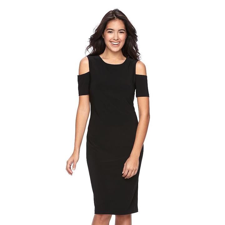 Women's Ronni Nicole Cold-shoulder Sheath Dress, Size: 6, Black