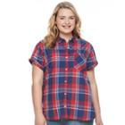 Juniors' Plus Size So&reg; Shirttail Chambray Shirt, Girl's, Size: 1xl, Med Red