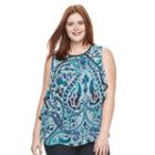 Plus Size Ab Studio Ruffled Paisley Print Tank, Women's, Size: 2xl, Ovrfl Oth