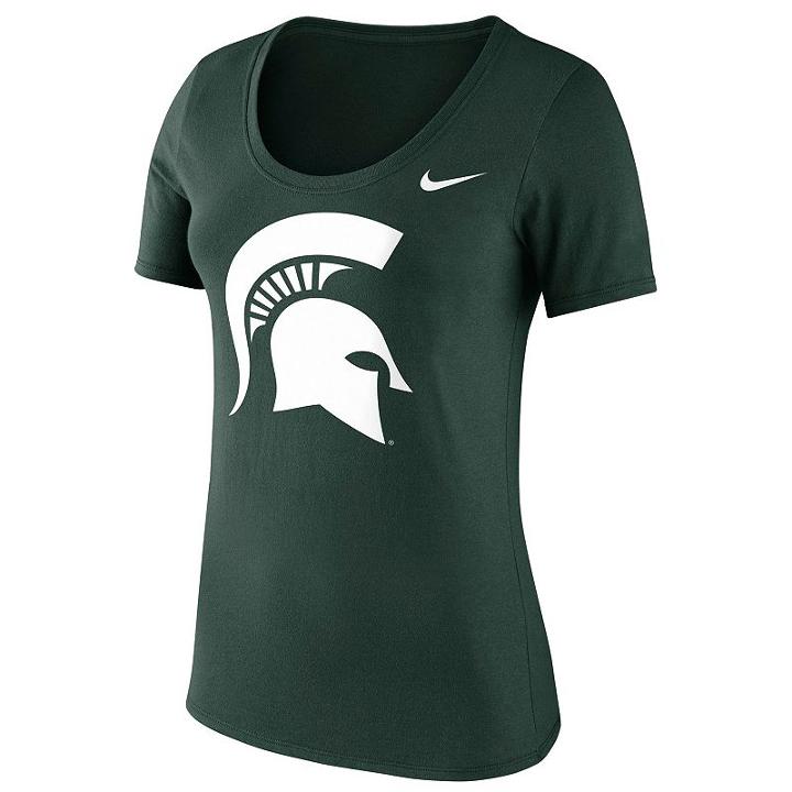 Women's Nike Michigan State Spartans Logo Scoopneck Tee, Size: Large, Green