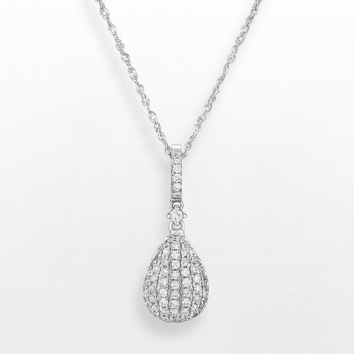 14k White Gold .25 T.w. Diamond Teardrop Pendant, Women's, Size: 18