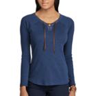 Women's Chaps Lace-up Top, Size: Xs, Blue