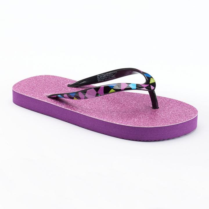 Girls 4-16 So&reg; Glitter Flip Flops, Girl's, Size: M(12/13), Brt Purple