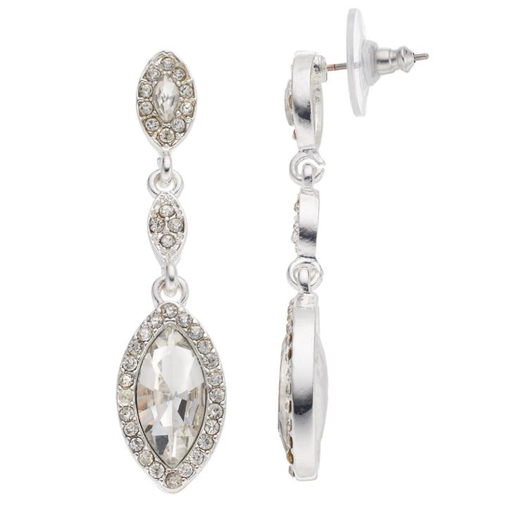 Marquise Halo Nickel Free Linear Earrings, Women's, Multicolor