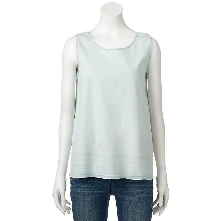 Women's Wdny Black Release Hem Chambray Tank, Size: Xs, Blue