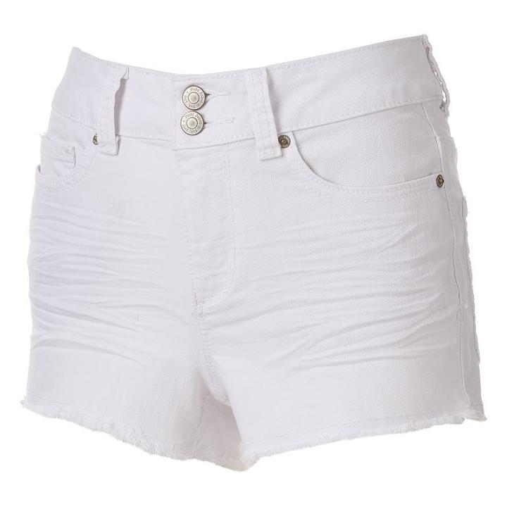 Juniors' Mudd&reg; High Waist White Jean Shortie Shorts, Girl's, Size: 0
