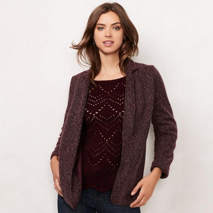 Women's Lc Lauren Conrad Knit Blazer, Size: Xxl, Red