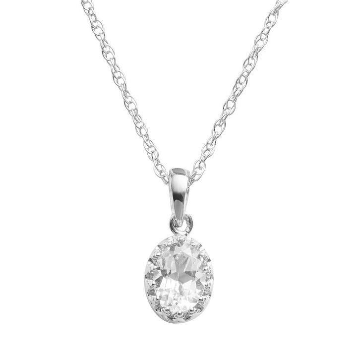 Tiara Sterling Silver Lab-created White Sapphire Oval Pendant, Women's, Size: 18