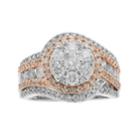 10k White Gold Two Tone 2 Carat T.w. Diamond Cluster Ring, Women's, Size: 8