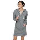 Juniors' So&reg; Lace-up Hooded Popover Dress, Teens, Size: Xs, Med Grey