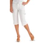 Petite Lee Gretchen Comfort Waist Twill Cargo Skimmer Pants, Women's, Size: 6 Petite, White