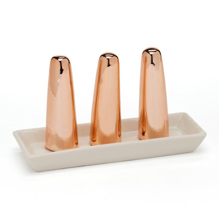 Lc Lauren Conrad Triple Ring Holder Trinket Tray, White