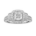 14k White Gold 1 1/2-ct. T.w. Cushion-cut Igl Certified Diamond Frame Ring, Women's, Size: 7
