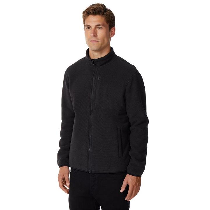 Men's Heat Keep Striped Sherpa-lined Fleece Jacket, Size: Small, Black