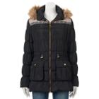 Juniors' Coffee Shop Faux-fur Puffer Anorak Jacket, Girl's, Size: Xl, Black