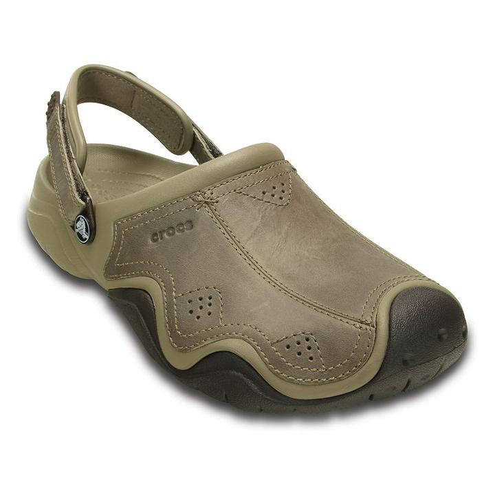 Crocs Swiftwater Men's Clogs, Size: 8, Beig/green (beig/khaki)