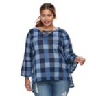 Plus Size French Laundry Lace-up Top, Women's, Size: 2xl, Blue