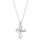 Hallmark Sterling Silver Cubic Zirconia Ribbon Cross Pendant Necklace, Women's, Size: 18, White