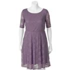 Juniors' Plus Size Wrapper Lace A-line Dress, Girl's, Size: 1xl, Med Purple