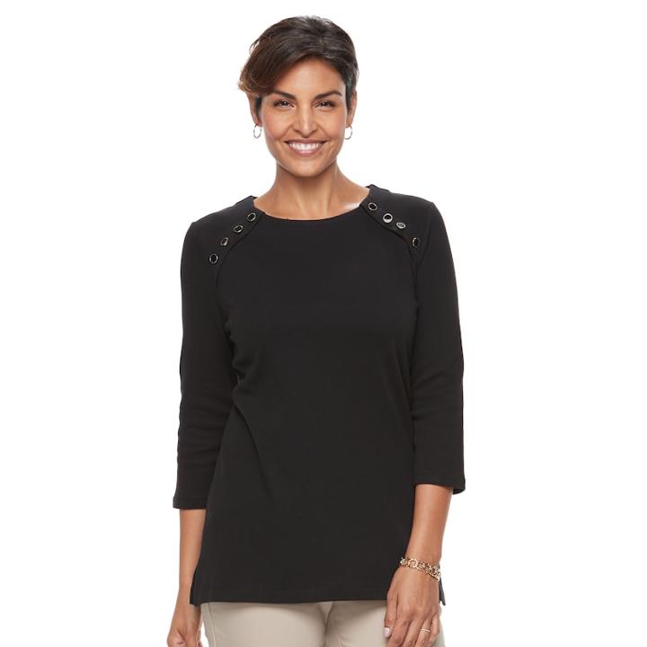 Women's Croft & Barrow&reg; Button Shoulder Tunic, Size: Medium, Black