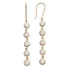 14k Gold Over Silver Lab-created Opal Linear Drop Earrings, Women's, White