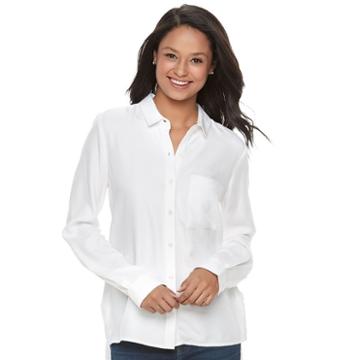 Juniors' So&reg; High-low Shirt, Girl's, Size: Large, White